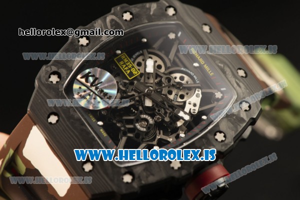 Richard Mille RM35-02 Carbon Fiber With Miyota 9015 Movement 1:1 Clone Camouflage Rubber - Click Image to Close